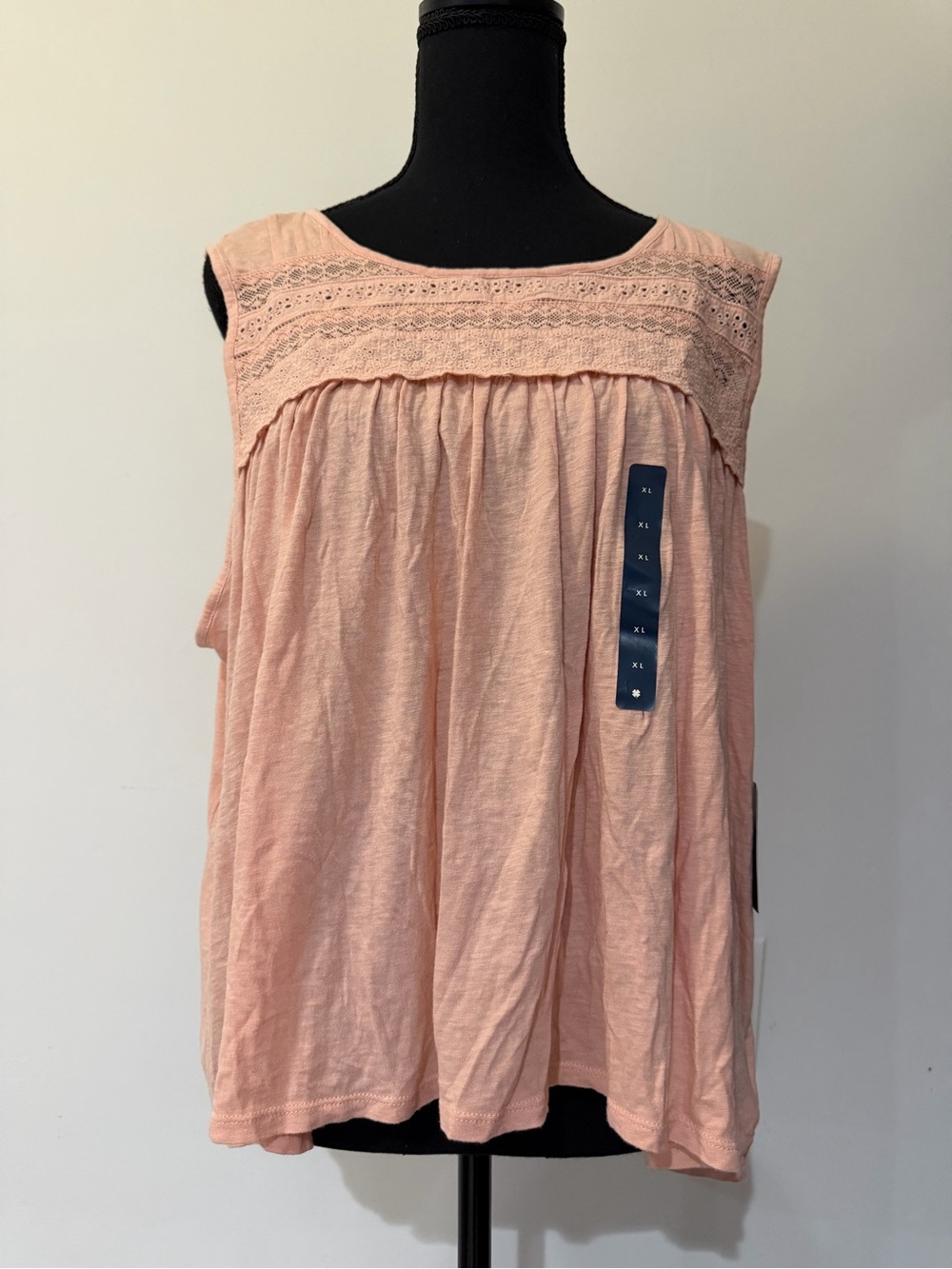 Lucky Brand Peach Lace Boho Tank Top NWT Size XL